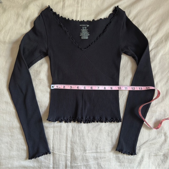 FREE PEOPLE off the shoulder black longsleeve top - Picture 1 of 4